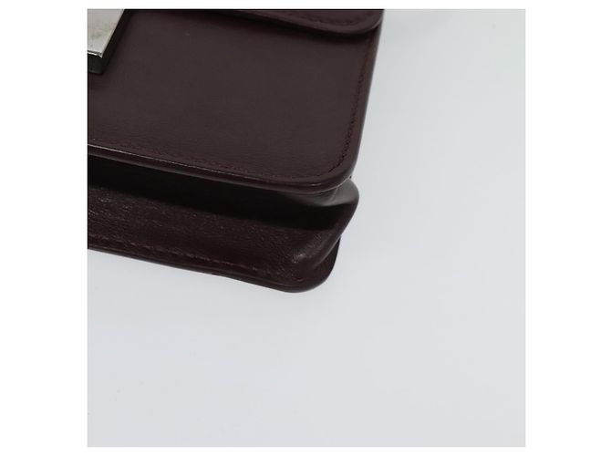 Jimmy Choo Borsa a mano in pelle bordeaux argento Auth BA5034 Bordò - vista 13