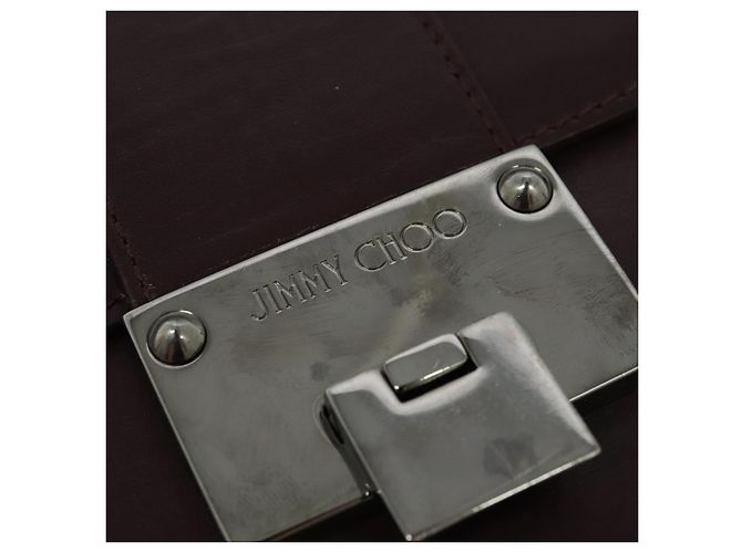 Jimmy Choo Borsa a mano in pelle bordeaux argento Auth BA5034 Bordò - vista 16