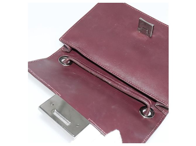 Jimmy Choo Borsa a mano in pelle bordeaux argento Auth BA5034 Bordò - vista 17