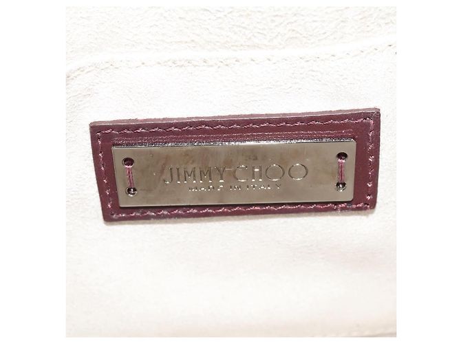 Jimmy Choo Borsa a mano in pelle bordeaux argento Auth BA5034 Bordò - vista 18