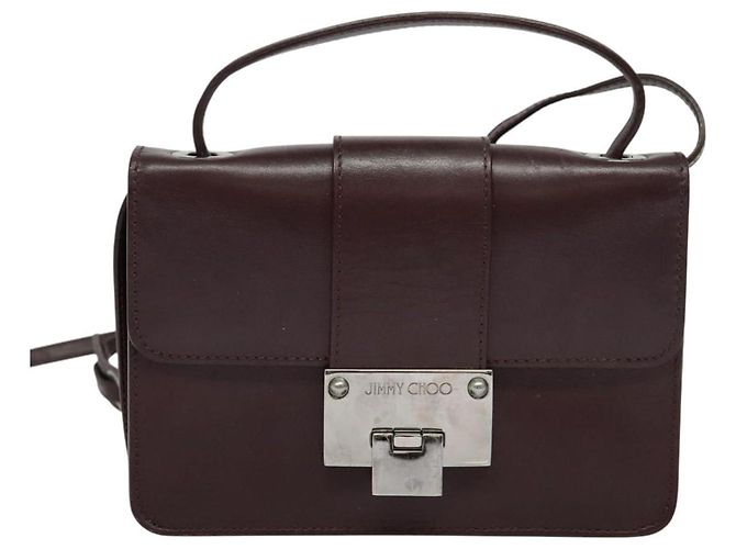Jimmy Choo Borsa a mano in pelle bordeaux argento Auth BA5034 Bordò - vista 2