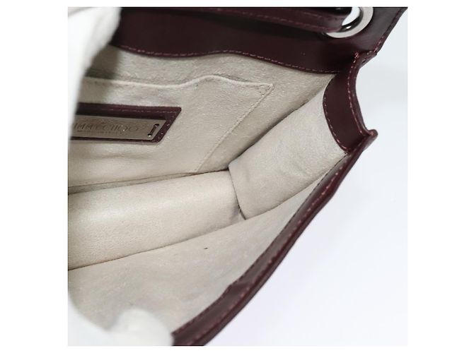 Jimmy Choo Borsa a mano in pelle bordeaux argento Auth BA5034 Bordò - vista 20