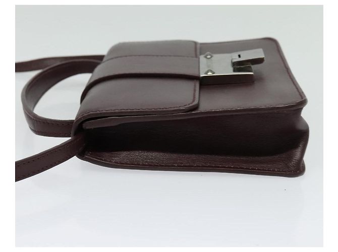 Jimmy Choo Borsa a mano in pelle bordeaux argento Auth BA5034 Bordò - vista 4