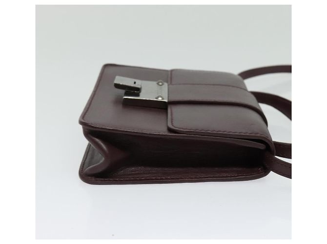 Jimmy Choo Borsa a mano in pelle bordeaux argento Auth BA5034 Bordò - vista 5