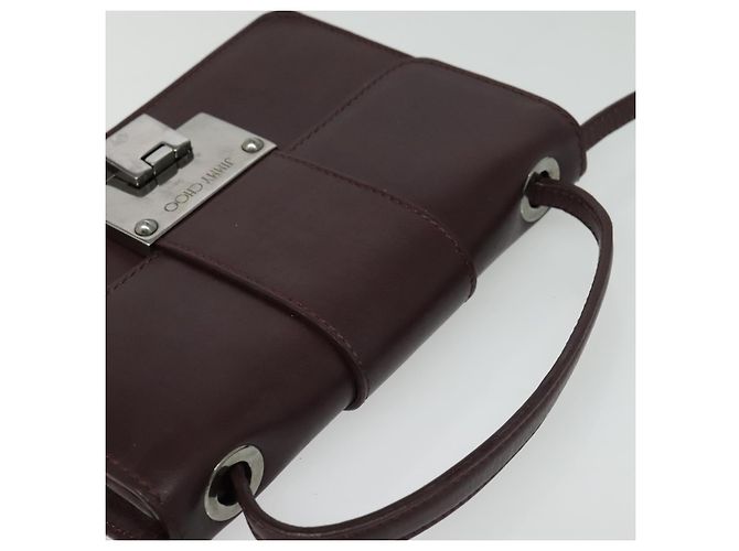 Jimmy Choo Borsa a mano in pelle bordeaux argento Auth BA5034 Bordò - vista 6