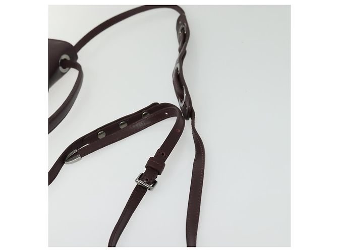Jimmy Choo Borsa a mano in pelle bordeaux argento Auth BA5034 Bordò - vista 9