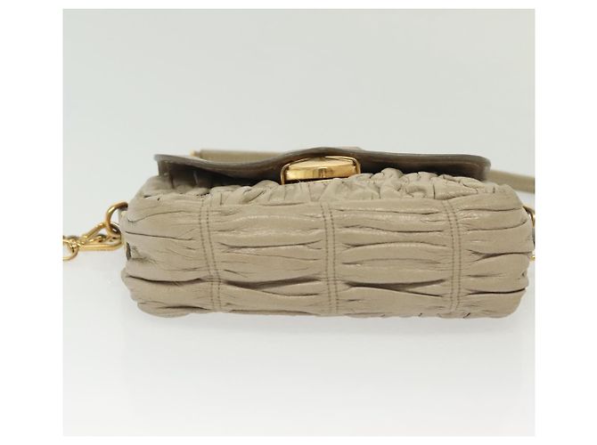 PRADA Borsa a Spalla con Catena Pelle Beige Oro Auth 138848 D'oro - vista 11