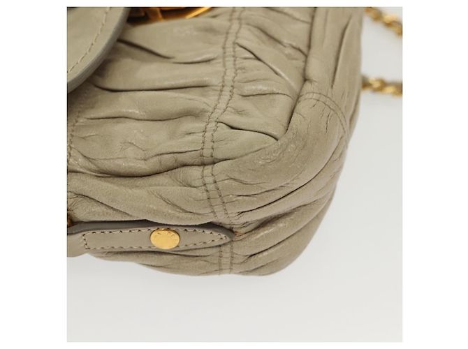 PRADA Borsa a Spalla con Catena Pelle Beige Oro Auth 138848 D'oro - vista 12