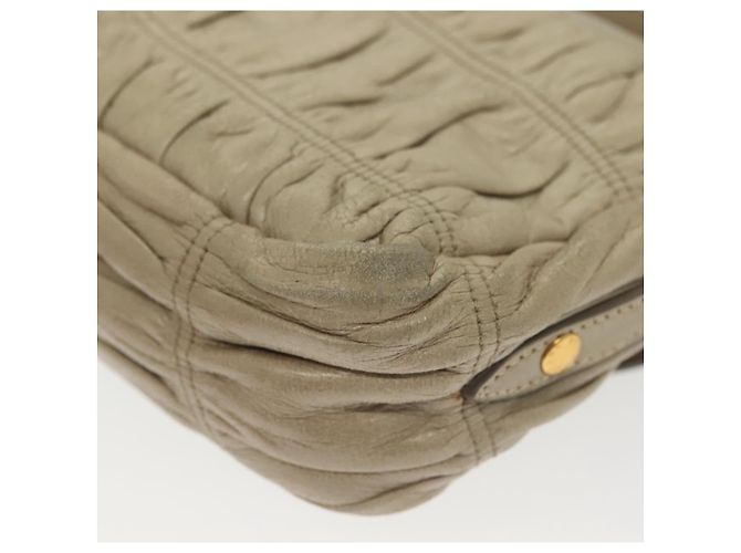 PRADA Borsa a Spalla con Catena Pelle Beige Oro Auth 138848 D'oro - vista 15