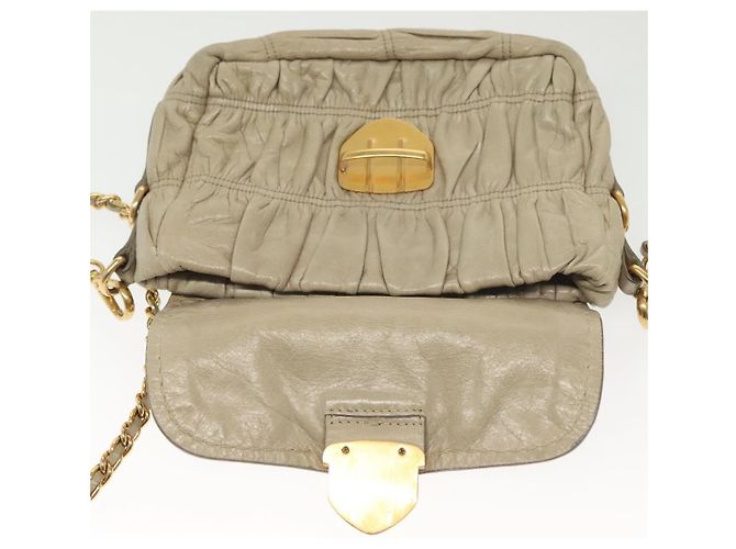 PRADA Borsa a Spalla con Catena Pelle Beige Oro Auth 138848 D'oro - vista 18