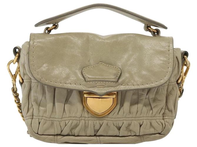 PRADA Borsa a Spalla con Catena Pelle Beige Oro Auth 138848 D'oro - vista 2