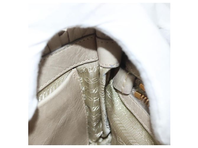 PRADA Borsa a Spalla con Catena Pelle Beige Oro Auth 138848 D'oro - vista 21