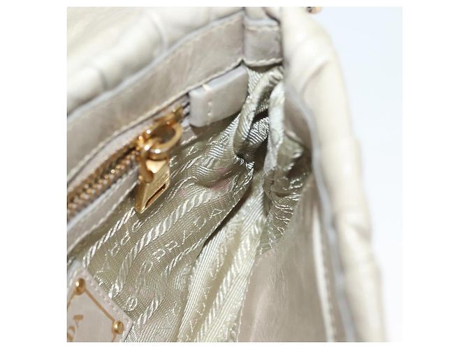 PRADA Borsa a Spalla con Catena Pelle Beige Oro Auth 138848 D'oro - vista 22