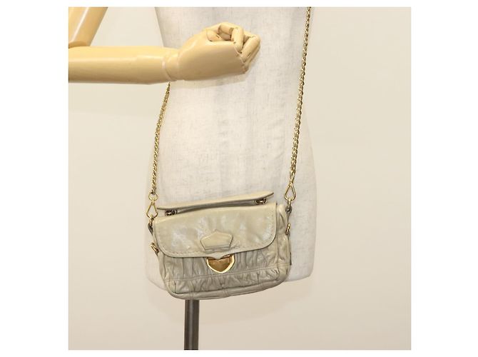 PRADA Borsa a Spalla con Catena Pelle Beige Oro Auth 138848 D'oro - vista 25