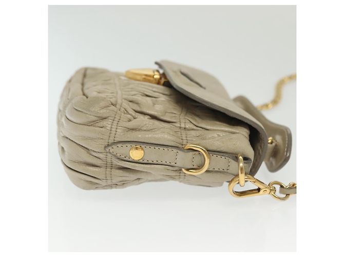 PRADA Borsa a Spalla con Catena Pelle Beige Oro Auth 138848 D'oro - vista 4