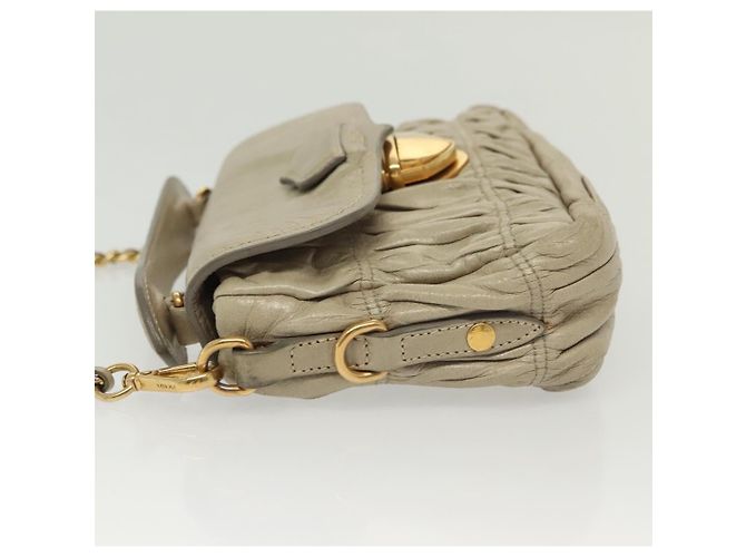 PRADA Borsa a Spalla con Catena Pelle Beige Oro Auth 138848 D'oro - vista 5