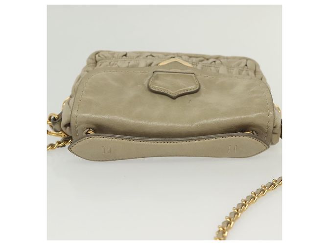 PRADA Borsa a Spalla con Catena Pelle Beige Oro Auth 138848 D'oro - vista 6