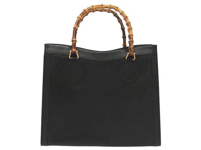 Borsa a mano in pelle Gucci Bamboo nera e oro 002 1186 0260 Auth ep10262 Nero D'oro - vista 2