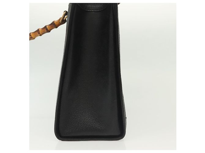 Borsa a mano in pelle Gucci Bamboo nera e oro 002 1186 0260 Auth ep10262 Nero D'oro - vista 4