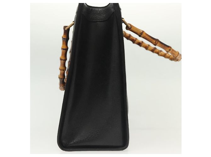 Borsa a mano in pelle Gucci Bamboo nera e oro 002 1186 0260 Auth ep10262 Nero D'oro - vista 5