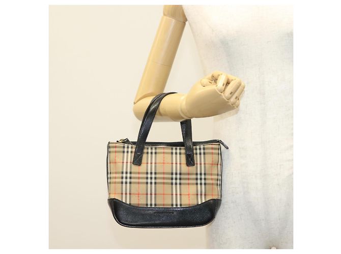 BURBERRY Nova Check Handtasche aus Canvas Beige Gold Auth th6248 - Ansicht 20