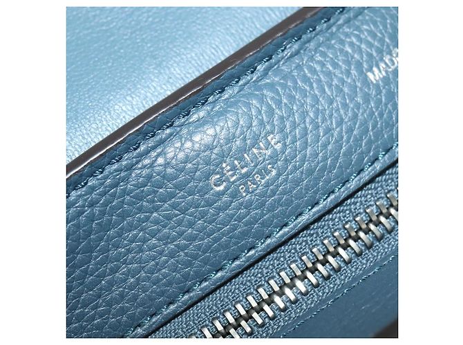 Céline Borsa a mano Trapeze CELINE in pelle e camoscio 2 in 1 blu argento Auth BA5022 - vista 18