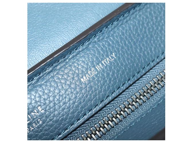 Céline Borsa a mano Trapeze CELINE in pelle e camoscio 2 in 1 blu argento Auth BA5022 - vista 19
