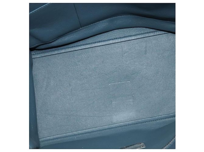 Céline Borsa a mano Trapeze CELINE in pelle e camoscio 2 in 1 blu argento Auth BA5022 - vista 20
