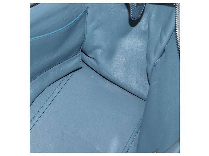 Céline Borsa a mano Trapeze CELINE in pelle e camoscio 2 in 1 blu argento Auth BA5022 - vista 21