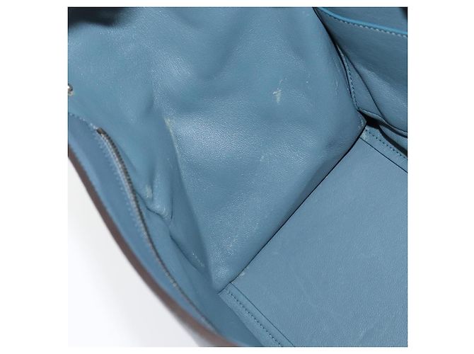 Céline Borsa a mano Trapeze CELINE in pelle e camoscio 2 in 1 blu argento Auth BA5022 - vista 22