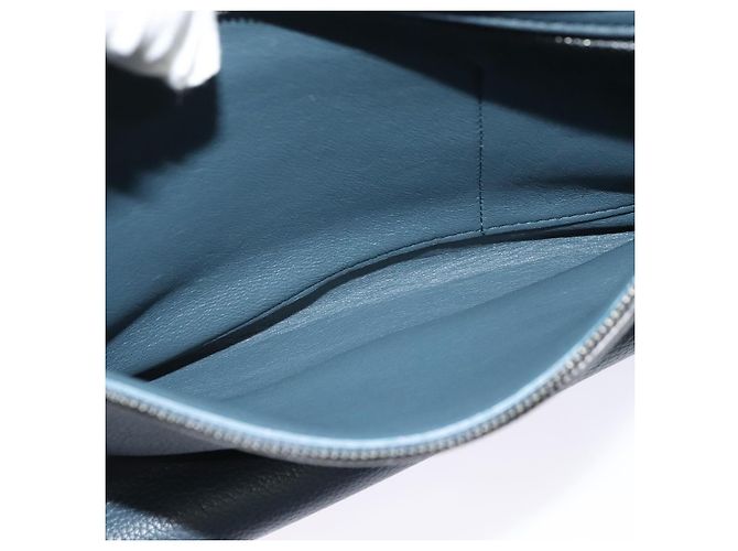 Céline Borsa a mano Trapeze CELINE in pelle e camoscio 2 in 1 blu argento Auth BA5022 - vista 24