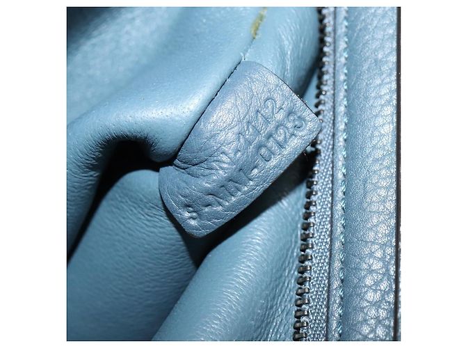 Céline Borsa a mano Trapeze CELINE in pelle e camoscio 2 in 1 blu argento Auth BA5022 - vista 25