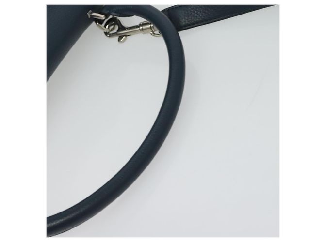 Céline Borsa a mano Trapeze CELINE in pelle e camoscio 2 in 1 blu argento Auth BA5022 - vista 7