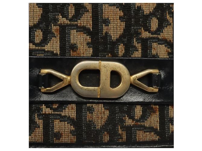 Borsa a spalla in tela Trotter Christian Dior blu navy oro Auth 139814 D'oro - vista 14