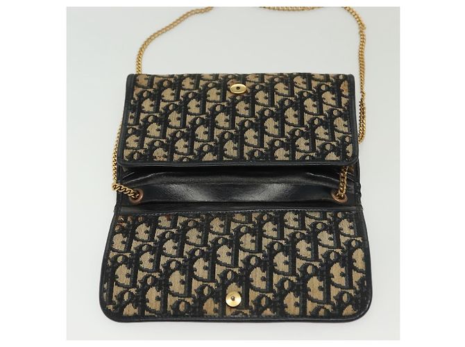 Borsa a spalla in tela Trotter Christian Dior blu navy oro Auth 139814 D'oro - vista 15