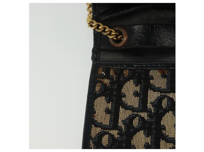 Borsa a spalla in tela Trotter Christian Dior blu navy oro Auth 139814 D'oro - vista 16