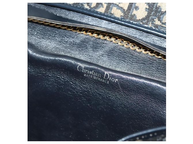 Borsa a spalla in tela Trotter Christian Dior blu navy oro Auth 139814 D'oro - vista 17
