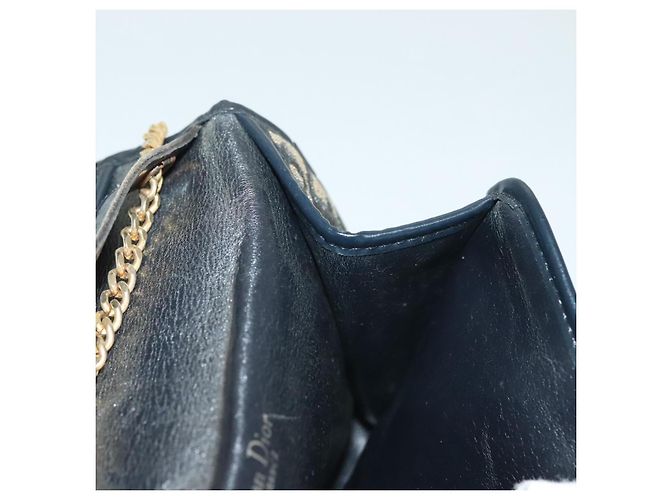 Borsa a spalla in tela Trotter Christian Dior blu navy oro Auth 139814 D'oro - vista 20