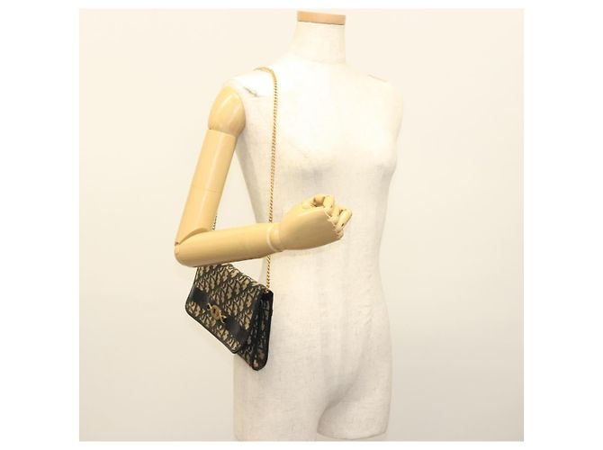 Borsa a spalla in tela Trotter Christian Dior blu navy oro Auth 139814 D'oro - vista 21