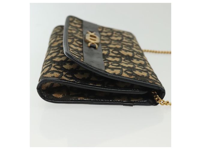 Borsa a spalla in tela Trotter Christian Dior blu navy oro Auth 139814 D'oro - vista 4