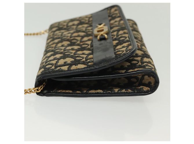 Borsa a spalla in tela Trotter Christian Dior blu navy oro Auth 139814 D'oro - vista 5