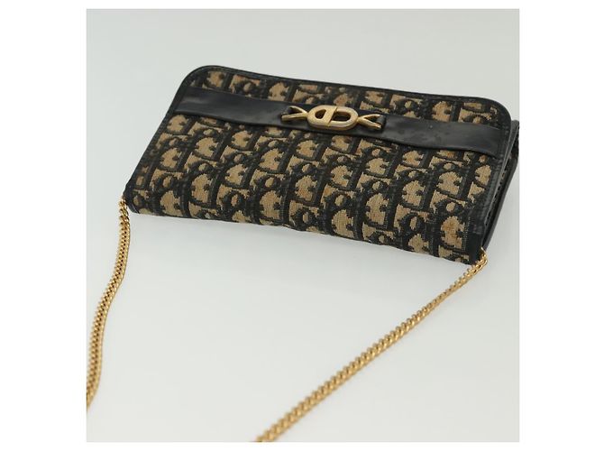 Borsa a spalla in tela Trotter Christian Dior blu navy oro Auth 139814 D'oro - vista 6