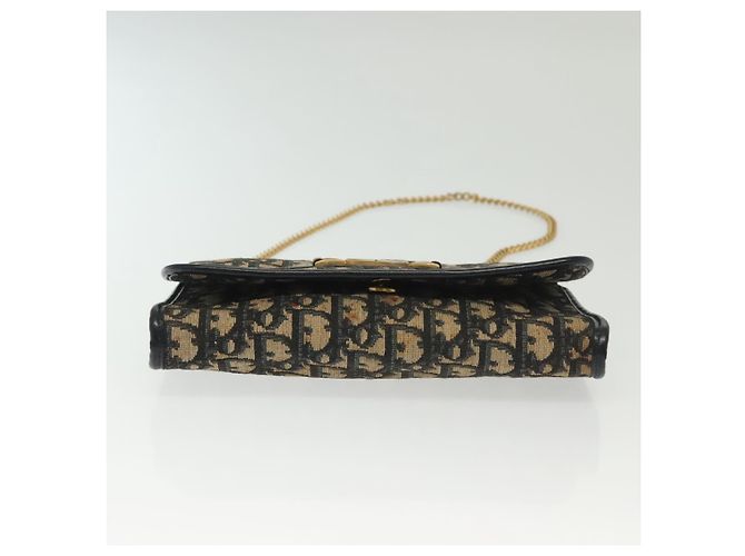 Borsa a spalla in tela Trotter Christian Dior blu navy oro Auth 139814 D'oro - vista 9