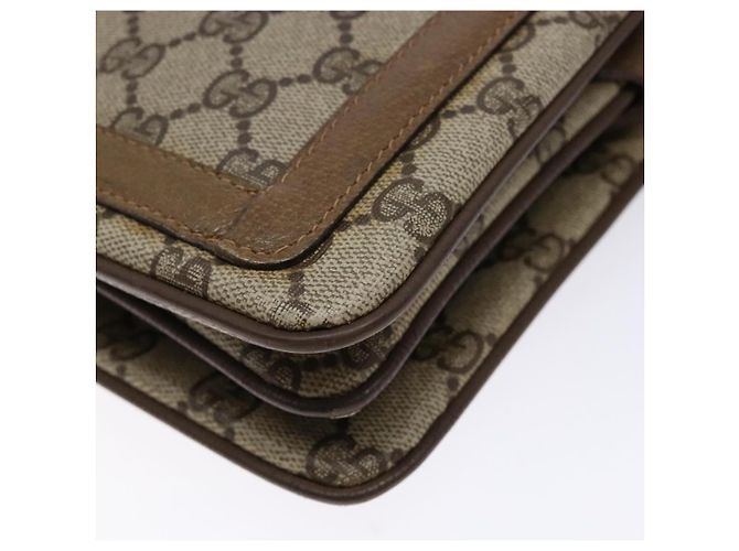 Borsa a Spalla Gucci GG Supreme Web Sherry Line PVC Beige Oro Rosso Auth ep10287 D'oro - vista 10