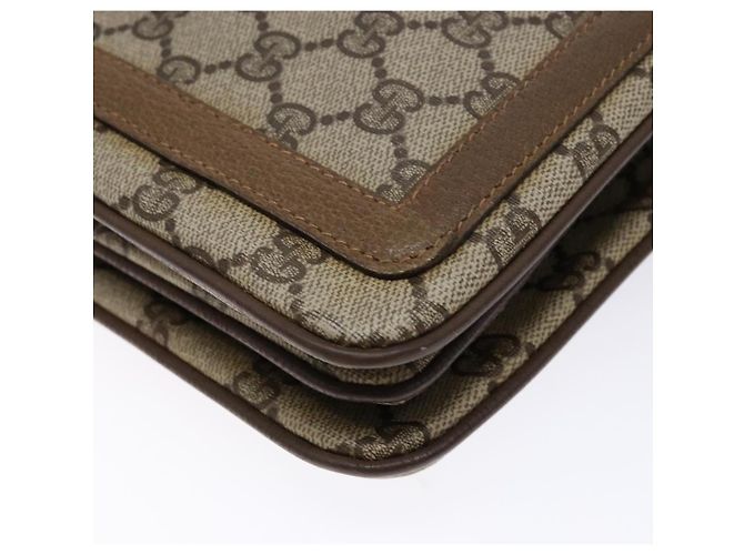 Borsa a Spalla Gucci GG Supreme Web Sherry Line PVC Beige Oro Rosso Auth ep10287 D'oro - vista 11