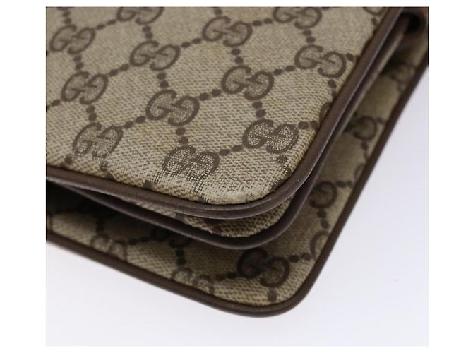 Borsa a Spalla Gucci GG Supreme Web Sherry Line PVC Beige Oro Rosso Auth ep10287 D'oro - vista 12