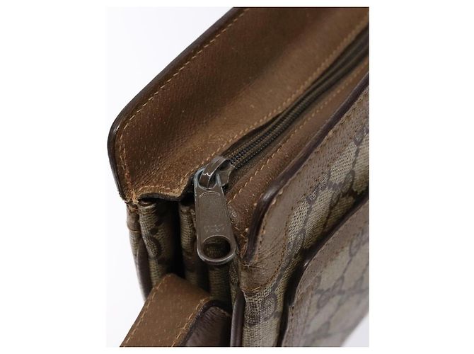 Borsa a Spalla Gucci GG Supreme Web Sherry Line PVC Beige Oro Rosso Auth ep10287 D'oro - vista 15