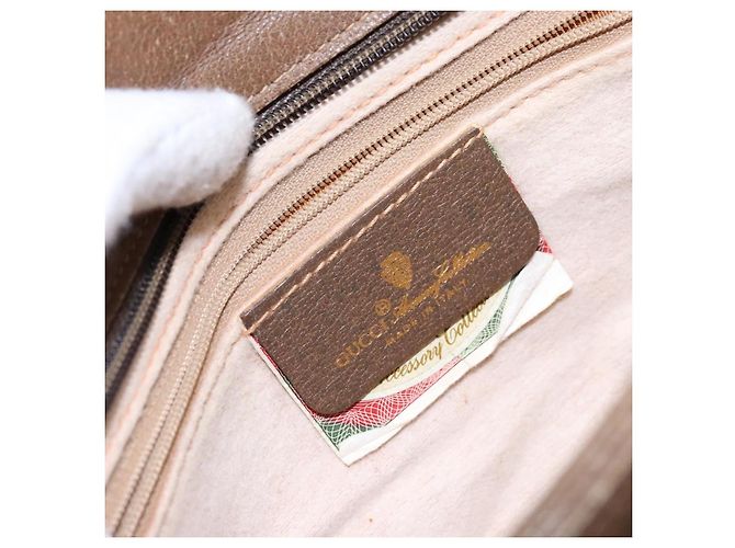 Borsa a Spalla Gucci GG Supreme Web Sherry Line PVC Beige Oro Rosso Auth ep10287 D'oro - vista 16