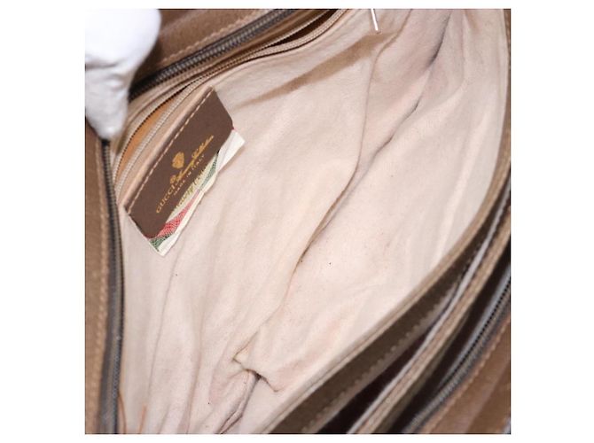 Borsa a Spalla Gucci GG Supreme Web Sherry Line PVC Beige Oro Rosso Auth ep10287 D'oro - vista 20