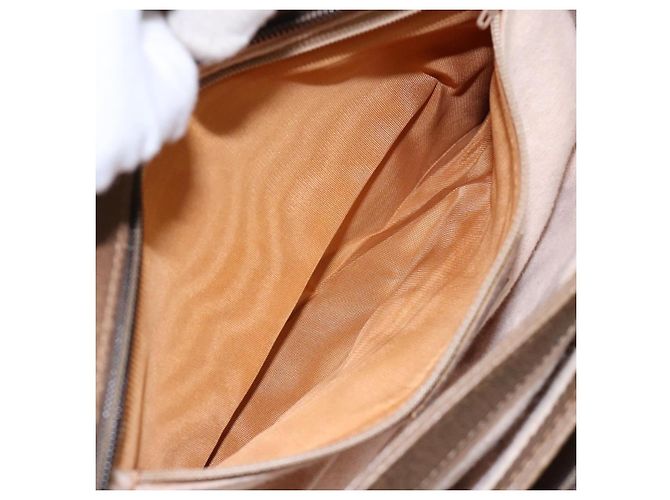 Borsa a Spalla Gucci GG Supreme Web Sherry Line PVC Beige Oro Rosso Auth ep10287 D'oro - vista 21